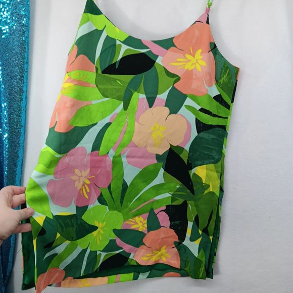 NWOT Eliane Rose Womens Tropical Summer Print Tunic Tank SZ S Side Slits Lined - Picture 13 of 16